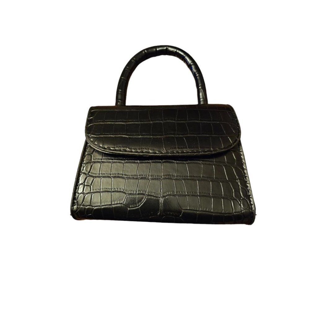 Embossed Faux Leather Top Handle Mini Bag